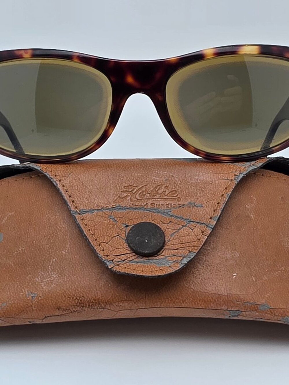 Hobie Lahaina 16 Tortoise Frame Polarized Green Glass Lens Sunglasses w Case USA